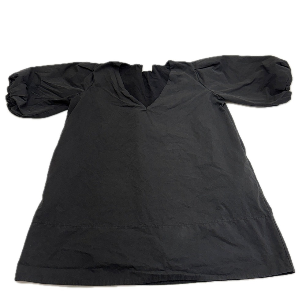 DISSH Dress Womens 6 Black Skylar Mini Puff Sleeve V Neck Pockets Minimalist - Picture 2 of 13